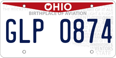 OH license plate GLP0874