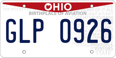 OH license plate GLP0926