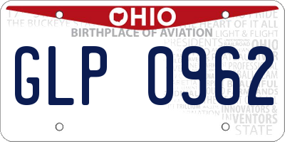 OH license plate GLP0962
