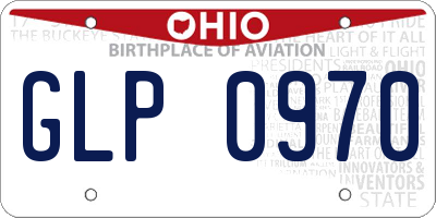 OH license plate GLP0970