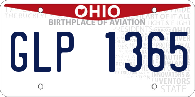OH license plate GLP1365