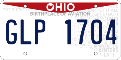 OH license plate GLP1704
