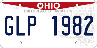 OH license plate GLP1982