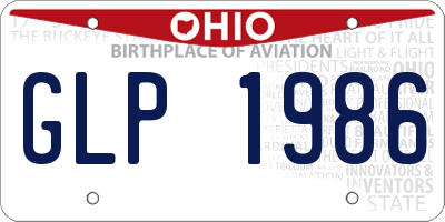 OH license plate GLP1986