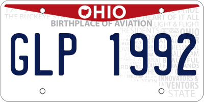 OH license plate GLP1992