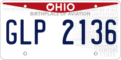 OH license plate GLP2136