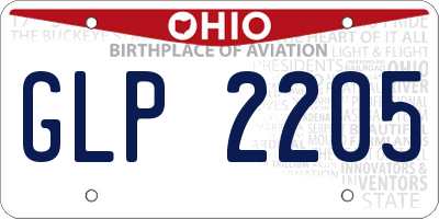 OH license plate GLP2205