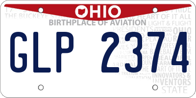 OH license plate GLP2374