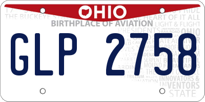 OH license plate GLP2758
