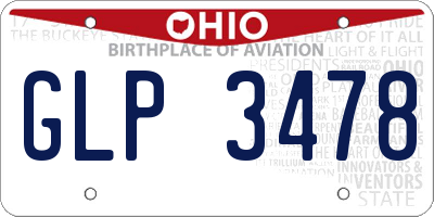 OH license plate GLP3478