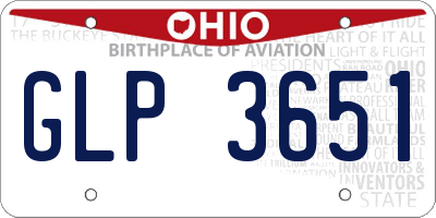 OH license plate GLP3651