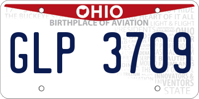 OH license plate GLP3709