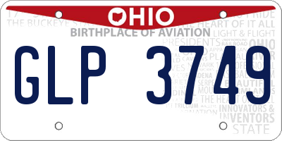 OH license plate GLP3749