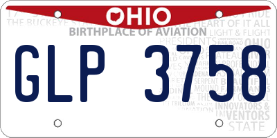 OH license plate GLP3758
