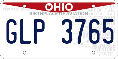 OH license plate GLP3765