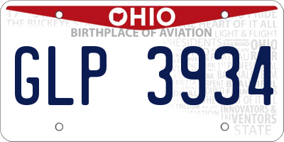 OH license plate GLP3934