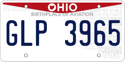 OH license plate GLP3965