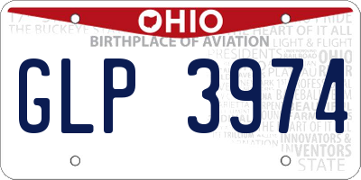 OH license plate GLP3974