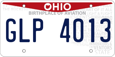 OH license plate GLP4013