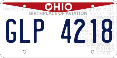 OH license plate GLP4218