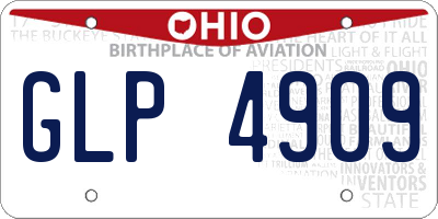 OH license plate GLP4909