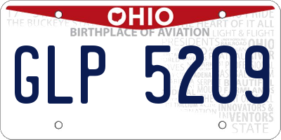 OH license plate GLP5209