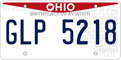 OH license plate GLP5218