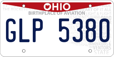 OH license plate GLP5380