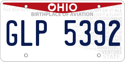 OH license plate GLP5392