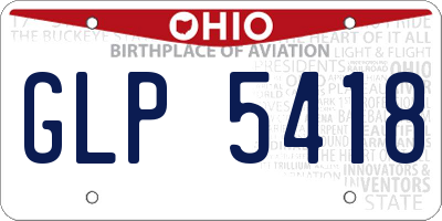 OH license plate GLP5418