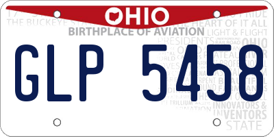 OH license plate GLP5458