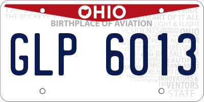 OH license plate GLP6013