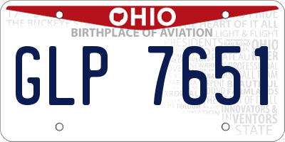 OH license plate GLP7651