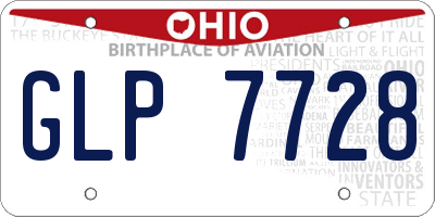OH license plate GLP7728