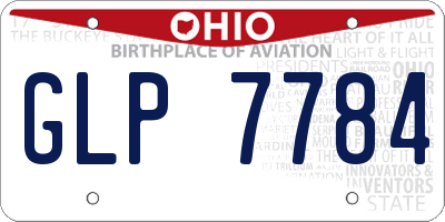 OH license plate GLP7784