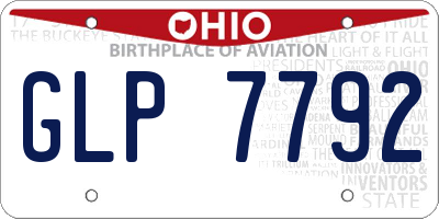 OH license plate GLP7792