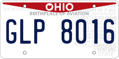 OH license plate GLP8016