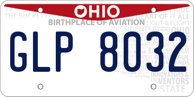 OH license plate GLP8032