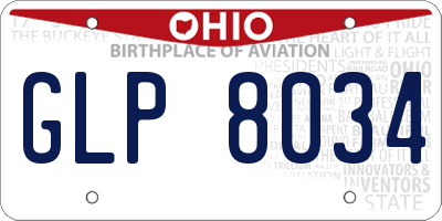 OH license plate GLP8034