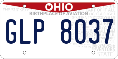 OH license plate GLP8037