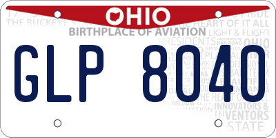 OH license plate GLP8040