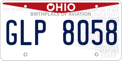 OH license plate GLP8058