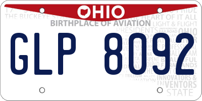OH license plate GLP8092
