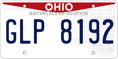 OH license plate GLP8192