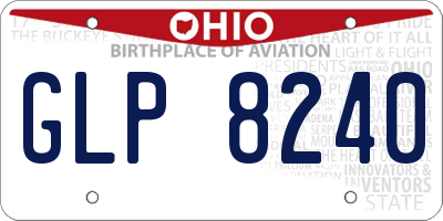 OH license plate GLP8240