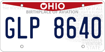 OH license plate GLP8640