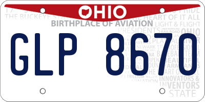 OH license plate GLP8670