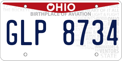 OH license plate GLP8734