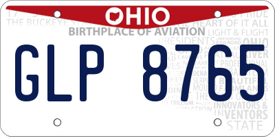 OH license plate GLP8765