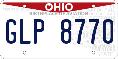 OH license plate GLP8770